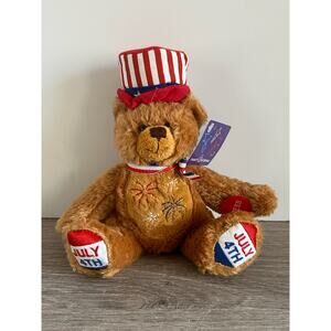 March of Dimes July 4th LightUp Firework Patriotic Teddy Bear Stuffed Animal NWT